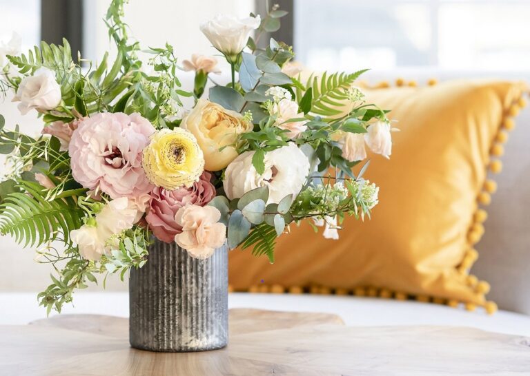 Spring flowers on table