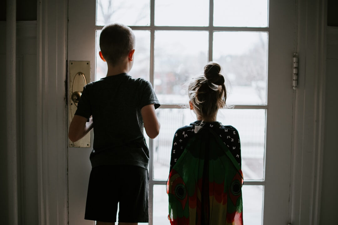 Two children stuck indoors